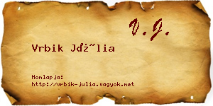 Vrbik Júlia névjegykártya